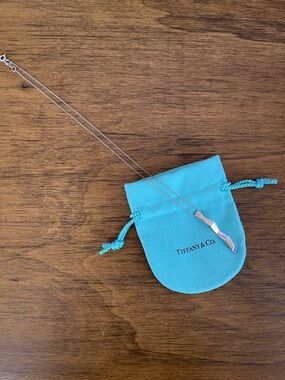 Tiffany & Co. Frank Gehry Silver Bar Pendant Necklace with Authentic Pouch